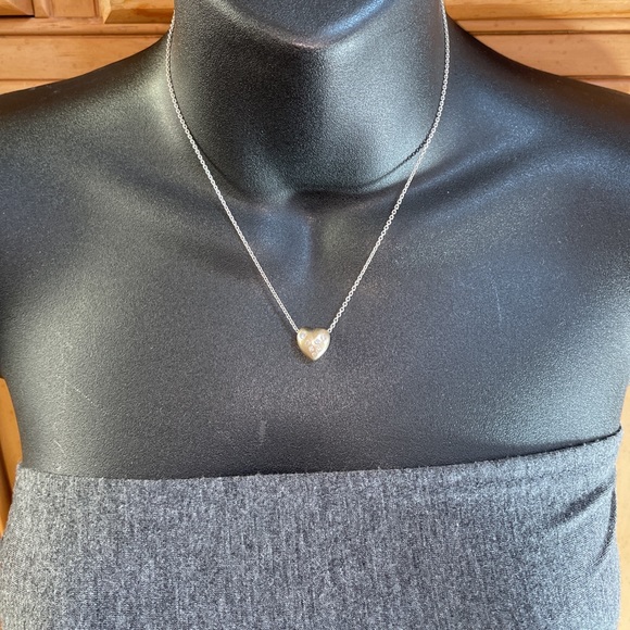 Solid 14K Yellow White Gold Natural Diamond Chunky Puffy Heart Pendant Necklace - Picture 8 of 17